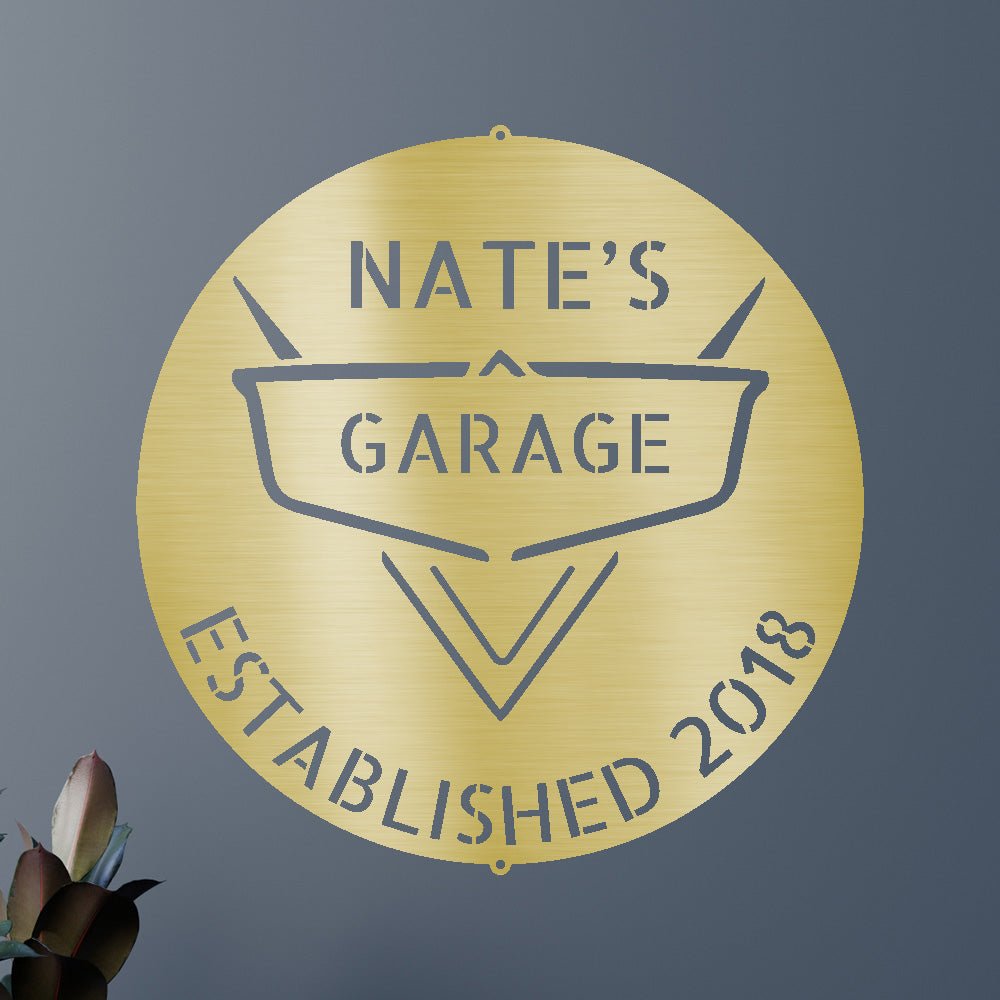 Classic Car Garage Personalized Gifts - Custom Metal Sign Gold