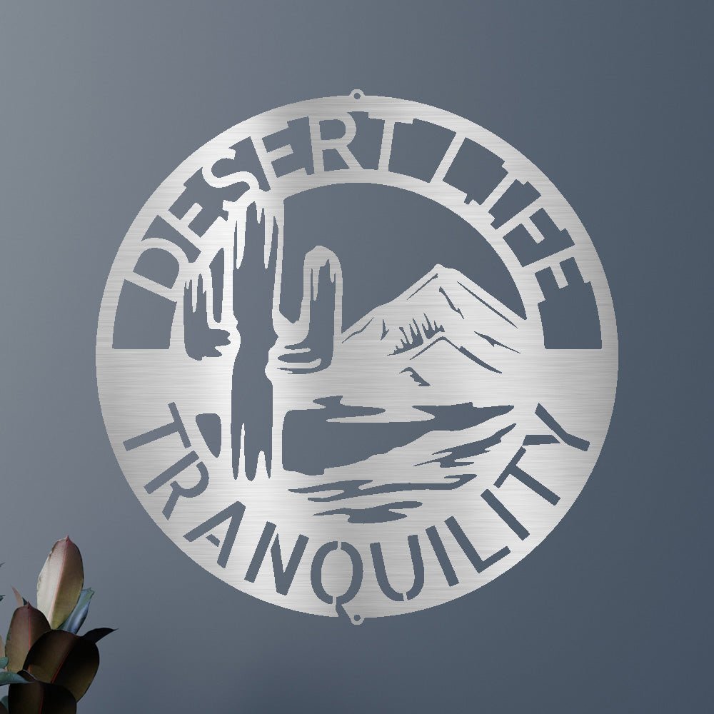 Personalized Desert Life Monogram Metal Wall Art Classic Metal Sign - Precious Engraved
