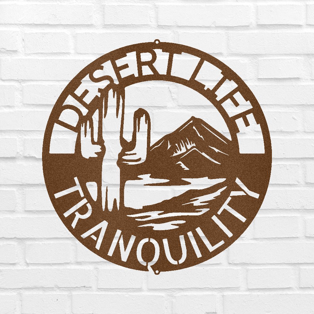 Personalized Desert Life Monogram Metal Wall Art Classic Metal Sign - Precious Engraved