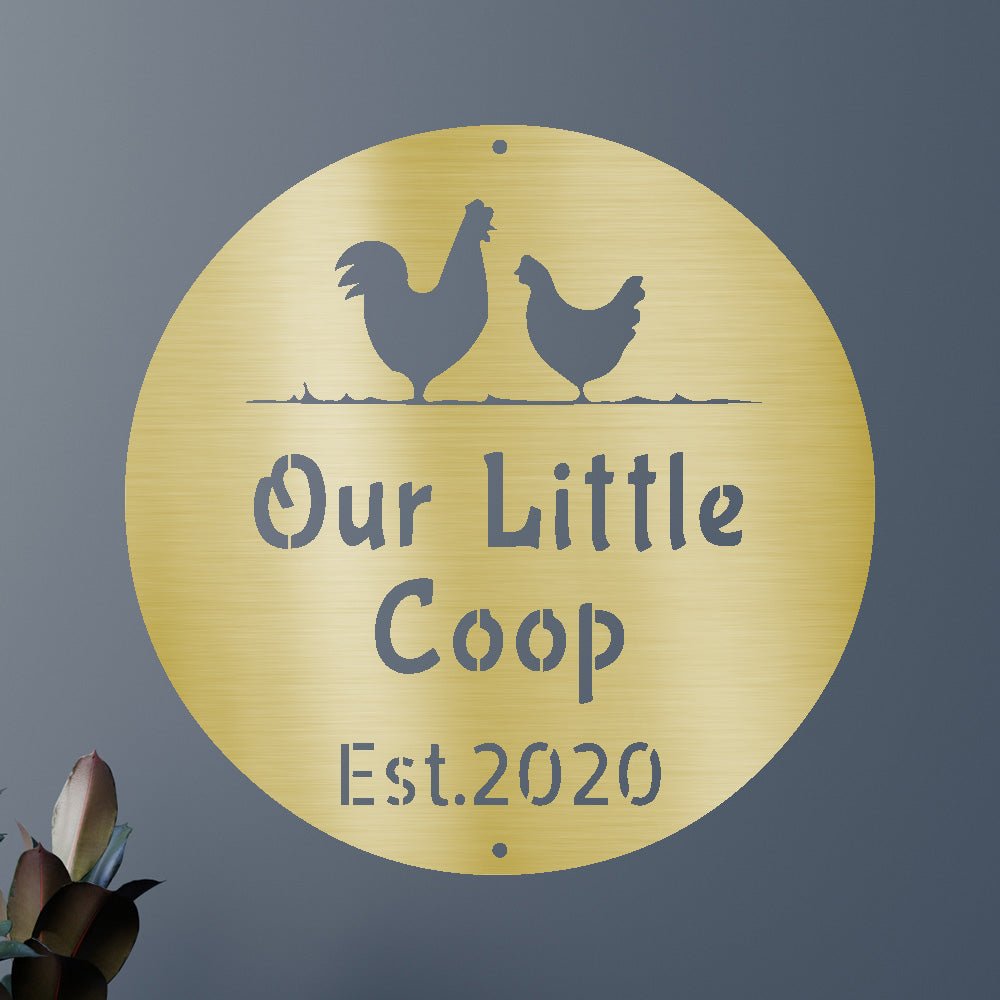 Farmer Chicken Coop Personalized Gifts - Custom Metal Sign Gold