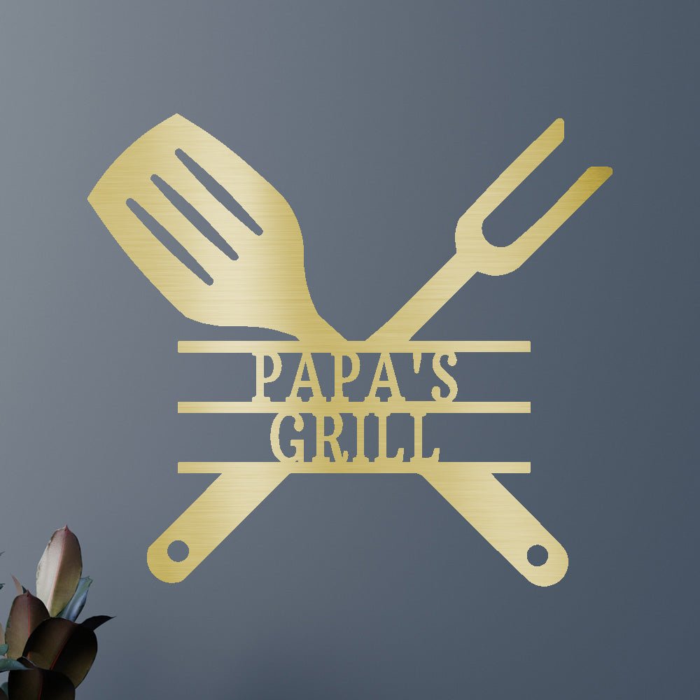 Grilling Utensils Personalized Gifts - Custom Metal Sign Gold