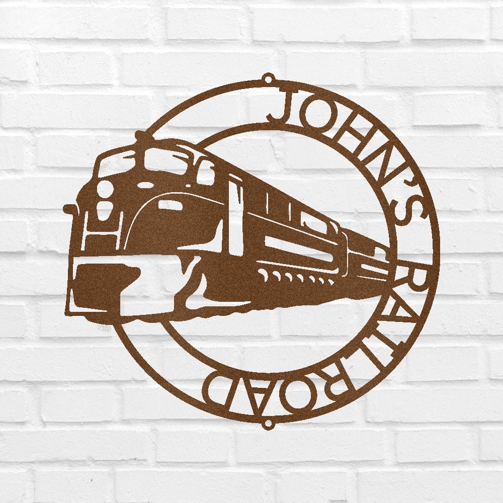 Personalized Modern Train Ring Monogram Custom Metal Wall Art Classic Metal Sign - Precious Engraved