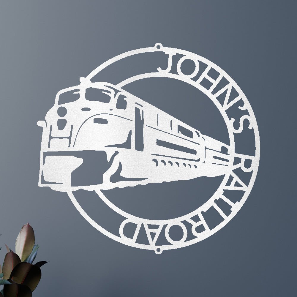 Personalized Modern Train Ring Monogram Custom Metal Wall Art Classic Metal Sign - Precious Engraved