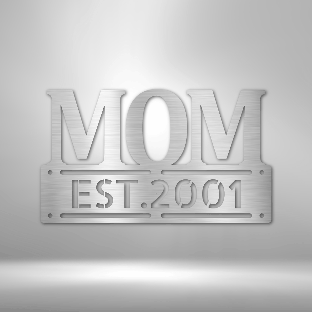 Personalized Mother’s Day Metal Sign - Custom Family Name Plaque for Mom Silver