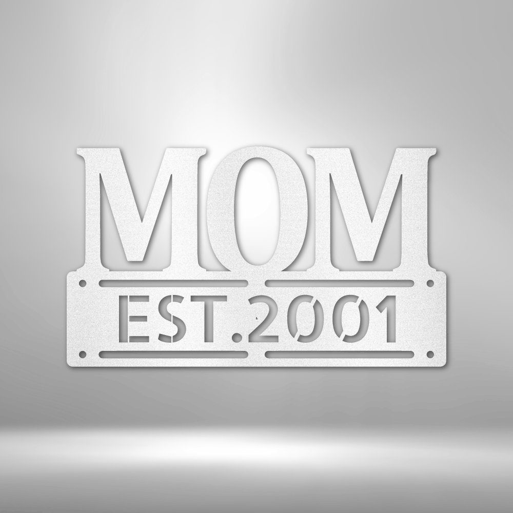 Personalized Mother’s Day Metal Sign - Custom Family Name Plaque for Mom White
