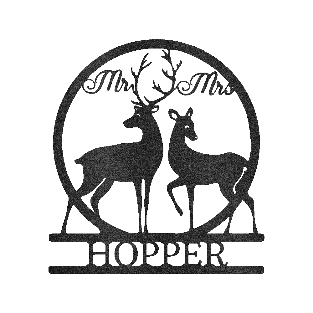 Mr and Mrs Deer Personalized Gifts - Custom Metal Sign Black