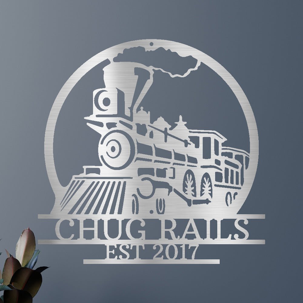 Personalized Old Fashion Train Monogram Custom Metal Wall Art Classic Metal Sign - Precious Engraved