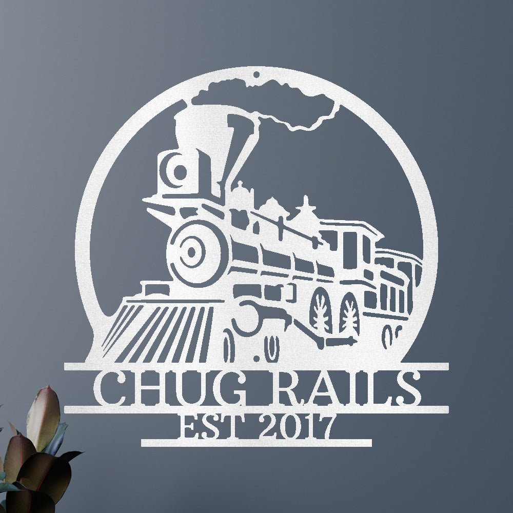 Personalized Old Fashion Train Monogram Custom Metal Wall Art Classic Metal Sign - Precious Engraved
