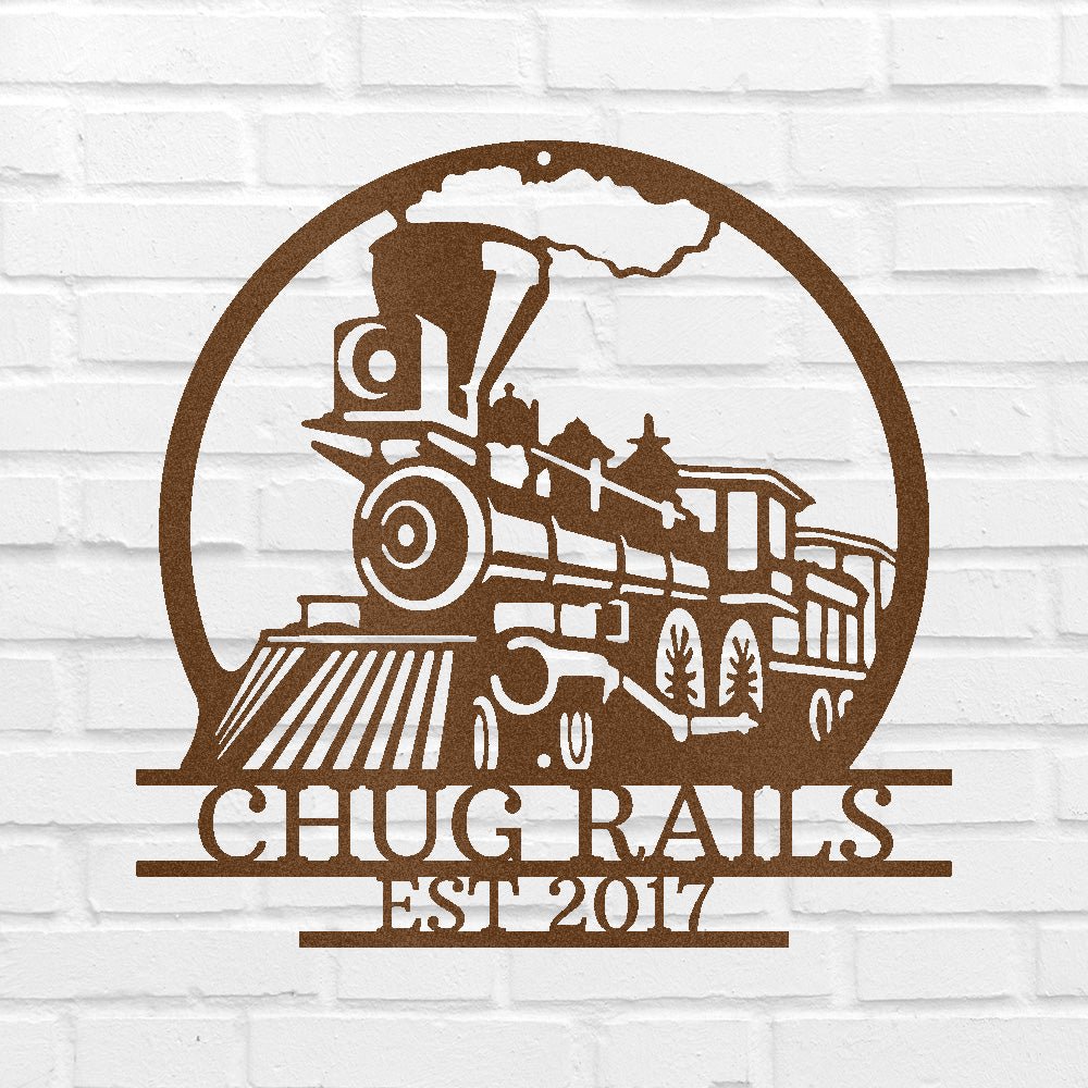 Personalized Old Fashion Train Monogram Custom Metal Wall Art Classic Metal Sign - Precious Engraved