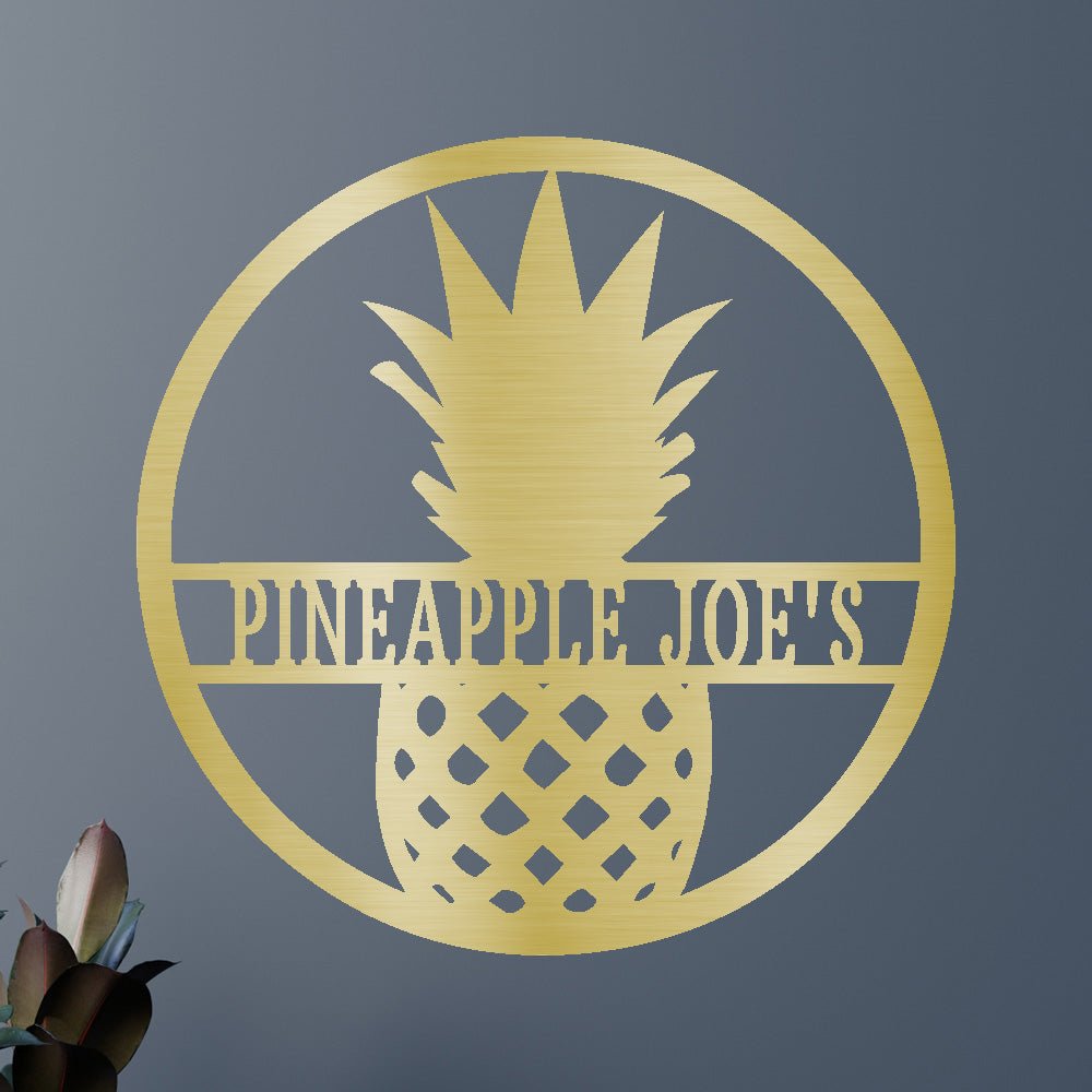 Pineapple Sign - Custom Metal Sign, Housewarming Gift Gold