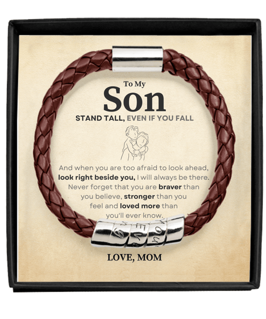 Stand Stall Even If You Fall Gift For Son Leather Bracelet Man Brown Bracelet