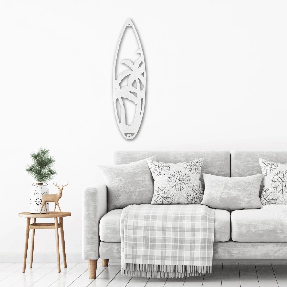 Surf Board Palm Trees Metal Wall Art Classic Metal Sign Monogram - Precious Engraved