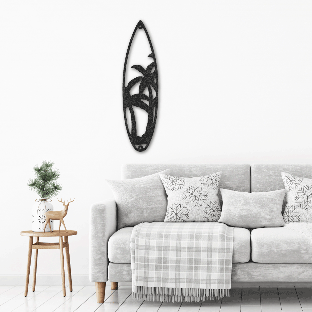 Surf Board Palm Trees Metal Wall Art Classic Metal Sign Monogram - Precious Engraved