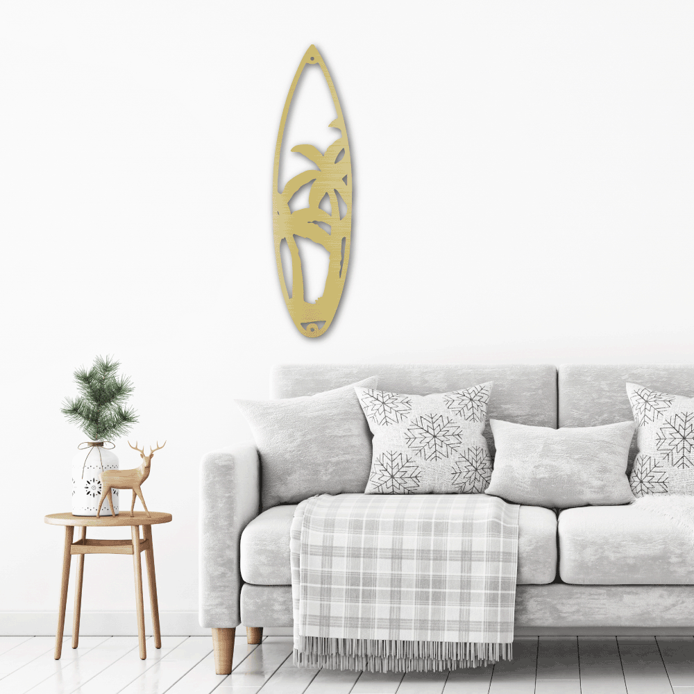 Surf Board Palm Trees Metal Wall Art Classic Metal Sign Monogram - Precious Engraved
