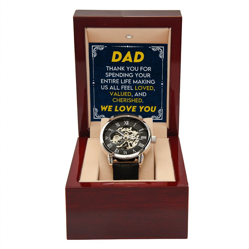 Thank You For Spending Your Entire Life Gift For Dad Men's Openwork Watch
