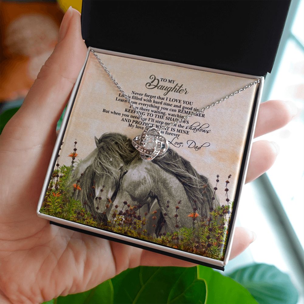 To My Daughter - Love Dad - Love Knot Necklace - Precious Engraved