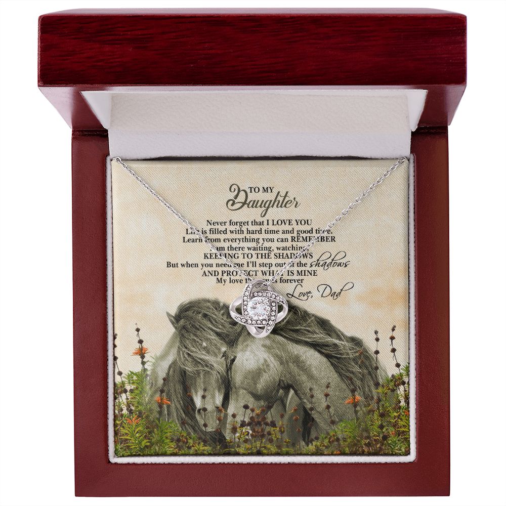 To My Daughter - Love Dad - Love Knot Necklace - Precious Engraved