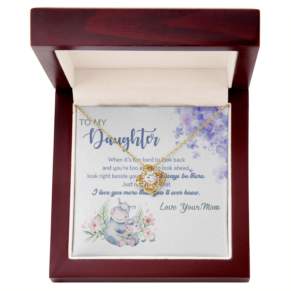 To My Daughter - Love You - Love Knot Necklace - Precious Engraved