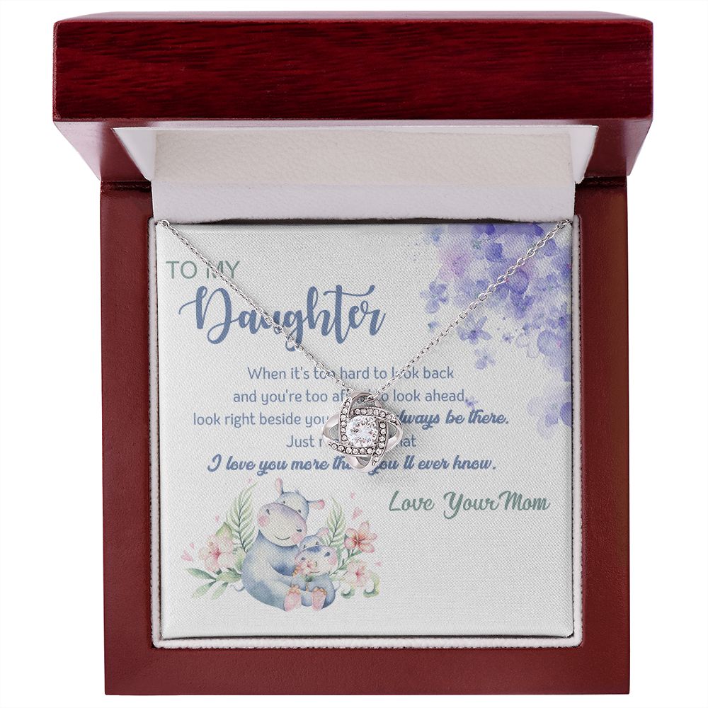 To My Daughter - Love You - Love Knot Necklace - Precious Engraved
