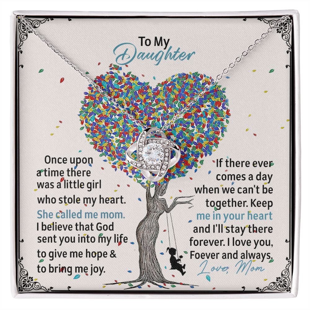 To My Daughter - She Called Me Mom - Love Knot Necklace - Precious Engraved