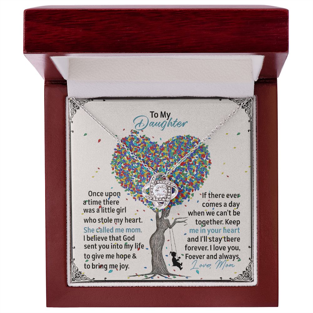 To My Daughter - She Called Me Mom - Love Knot Necklace - Precious Engraved