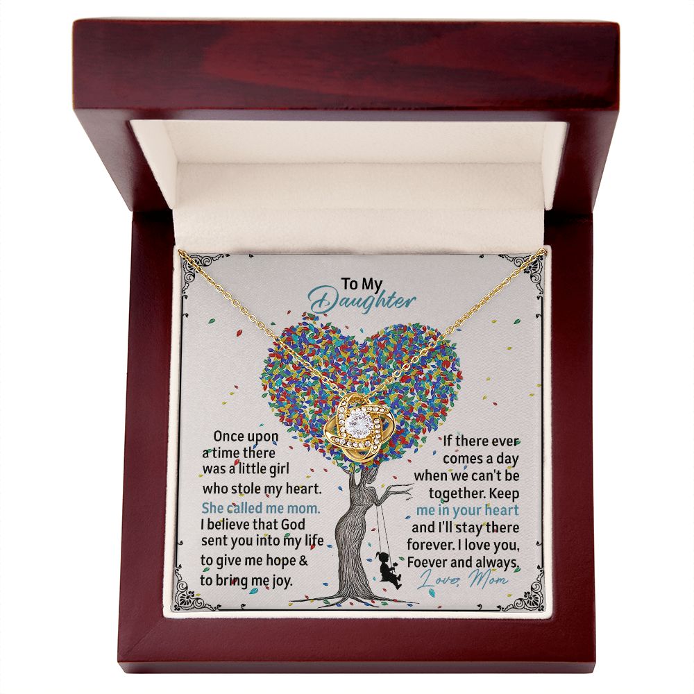 To My Daughter - She Called Me Mom - Love Knot Necklace - Precious Engraved