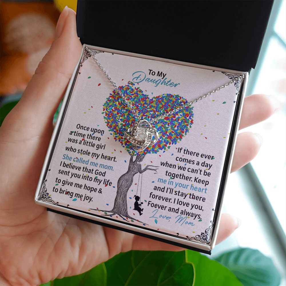 To My Daughter - She Called Me Mom - Love Knot Necklace - Precious Engraved