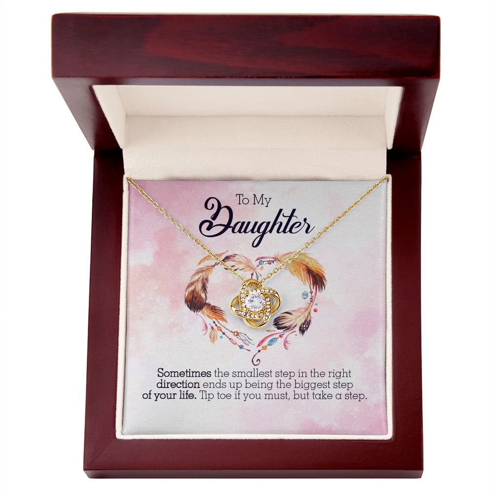 To My Daughter - Smallest Step - Love Knot Necklace - Precious Engraved
