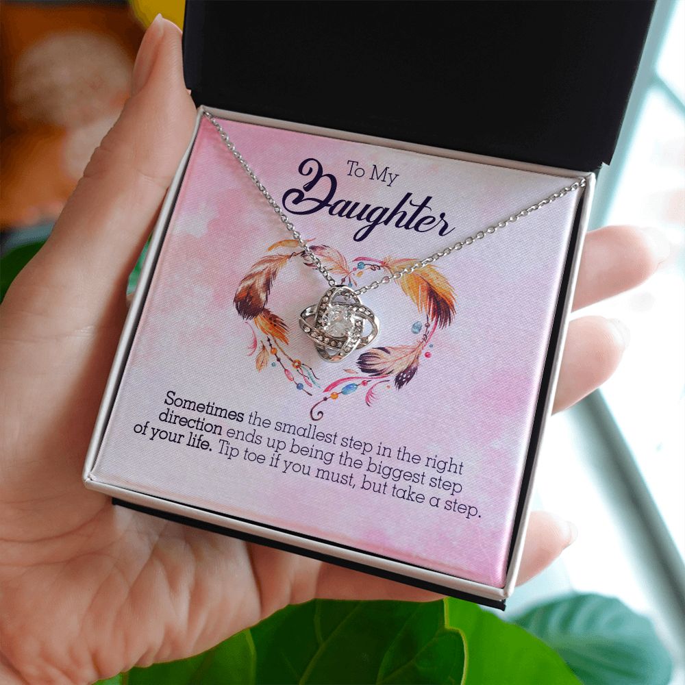 To My Daughter - Smallest Step - Love Knot Necklace - Precious Engraved