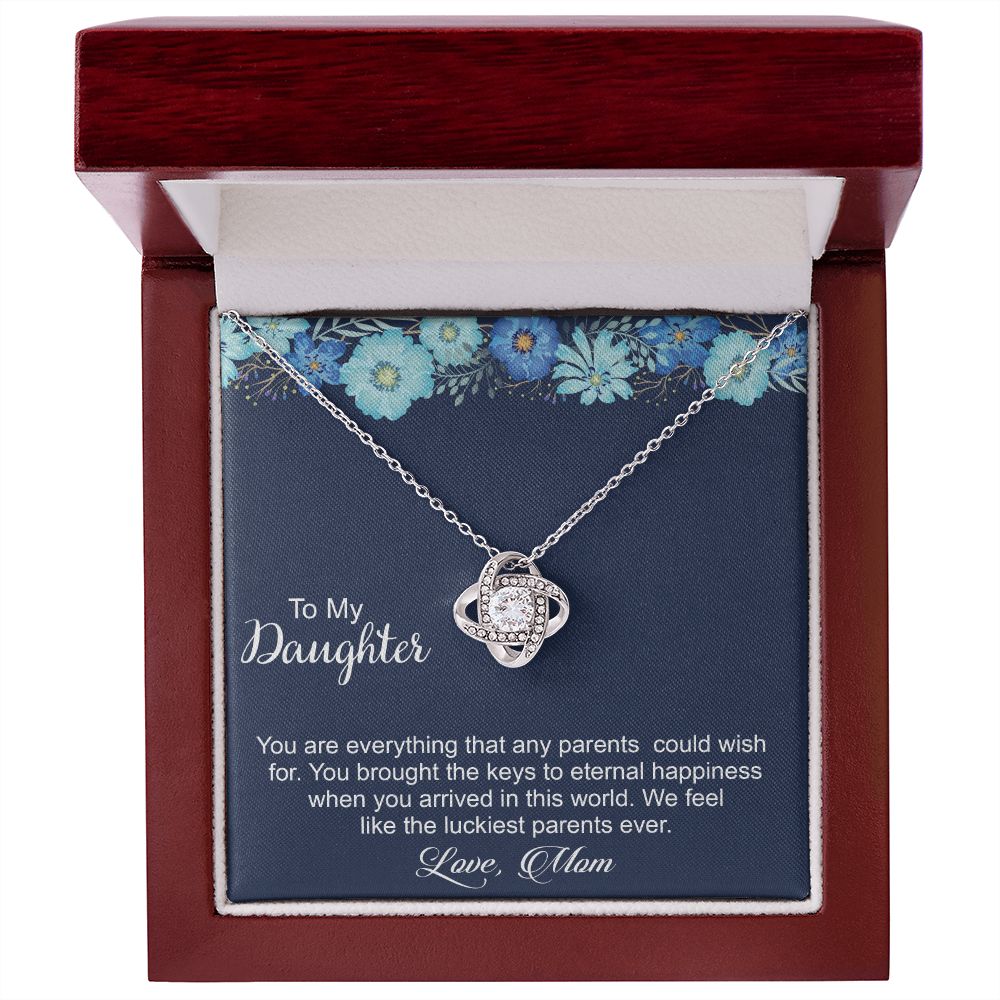To My Daughter - You Are Everything - Love Knot Necklace - Precious Engraved