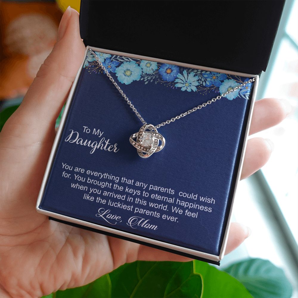 To My Daughter - You Are Everything - Love Knot Necklace - Precious Engraved