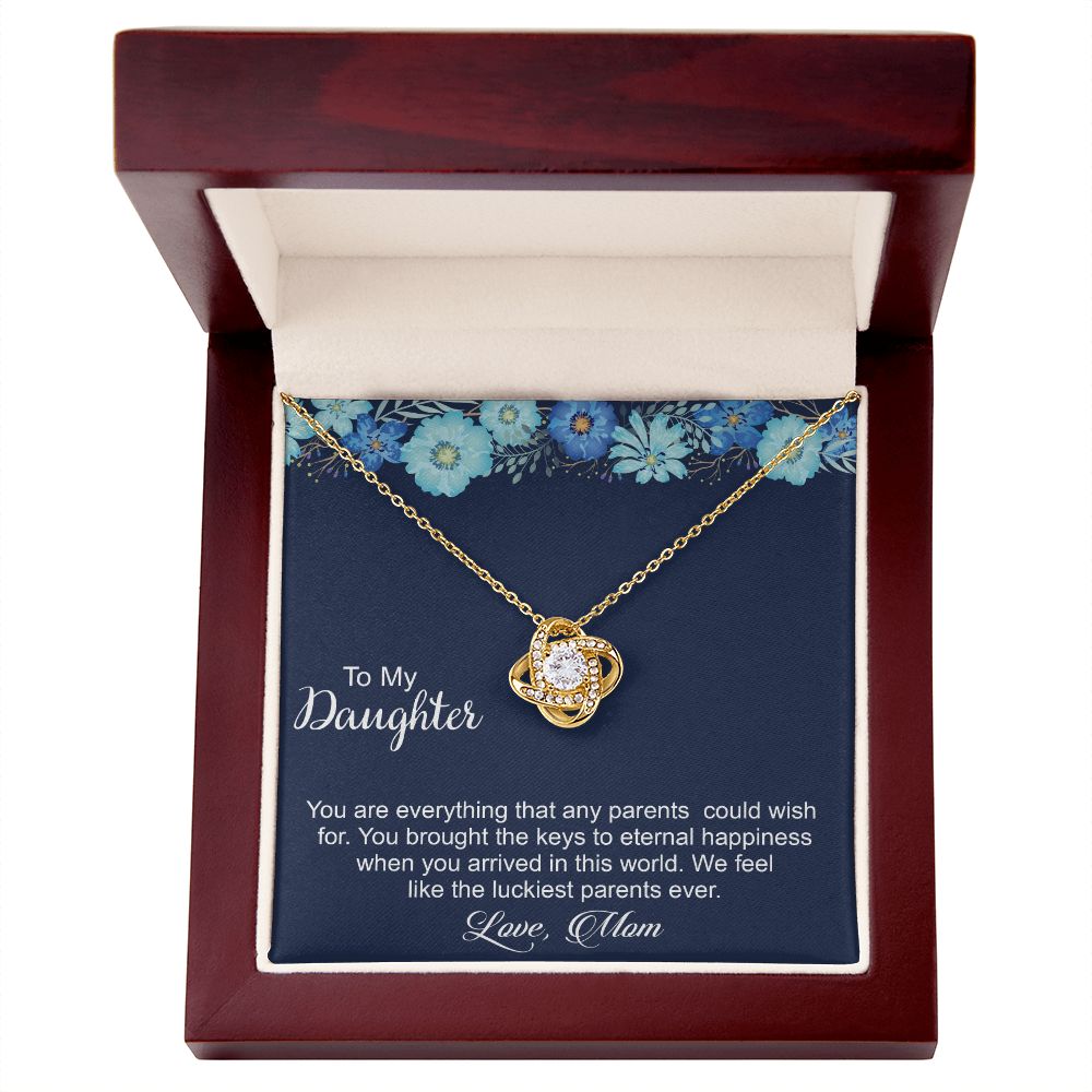 To My Daughter - You Are Everything - Love Knot Necklace - Precious Engraved