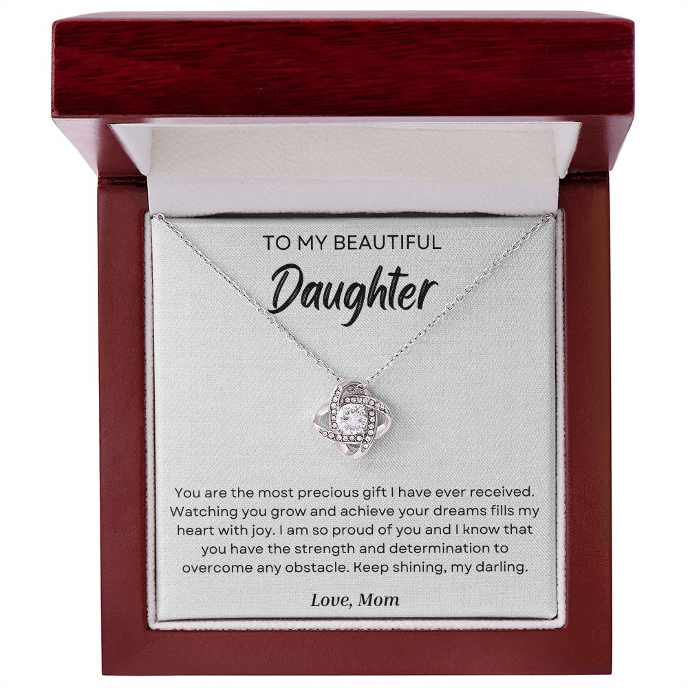 To My Daughter - You Are The Most Precious Gift - Love Knot Necklace - Precious Engraved