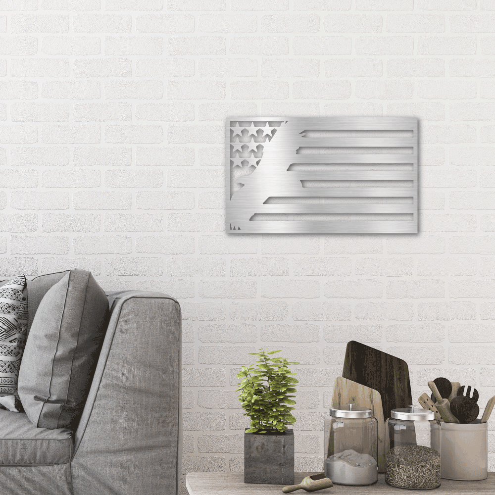 USA Eagle Patriotic Metal Wall Art Classic Metal Sign Silver