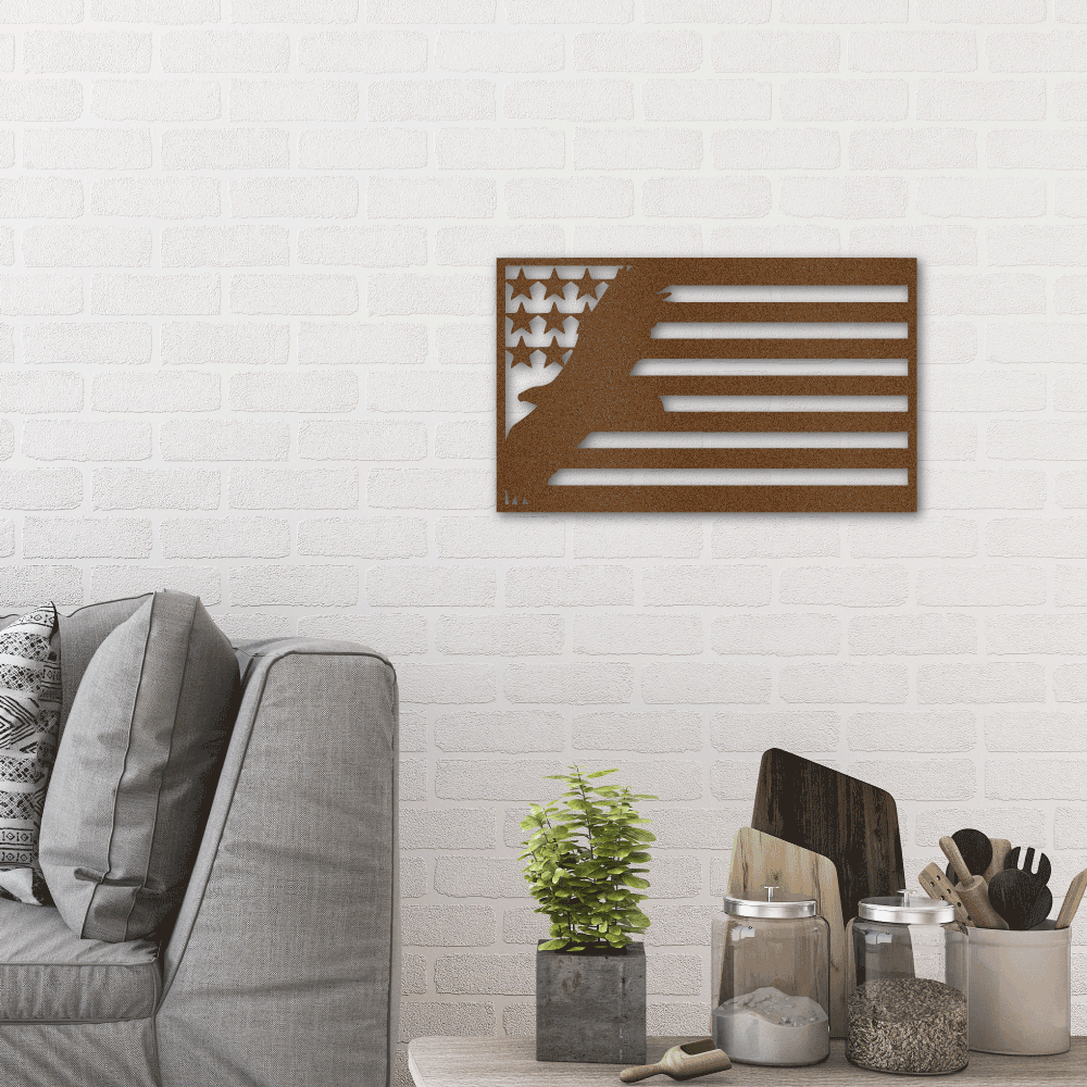 USA Eagle Patriotic Metal Wall Art Classic Metal Sign - Precious Engraved