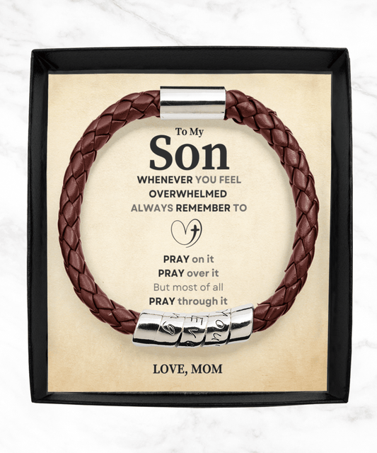 Whenever You Feel Overwhelmed Gift For Son Leather Bracelet Man Brown Bracelet