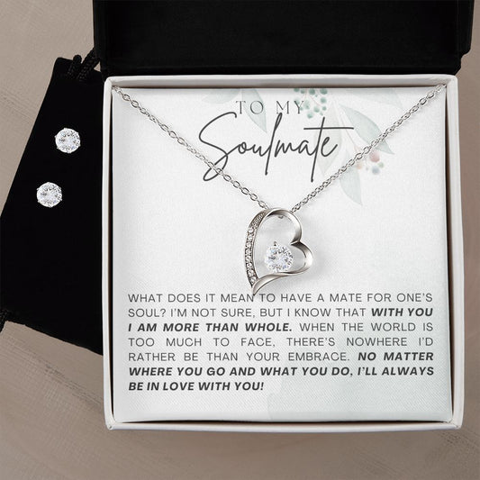 With You I am More Than Whole Gift For Soulmate Forever Love Necklace 14k White Gold Finish Standard Box