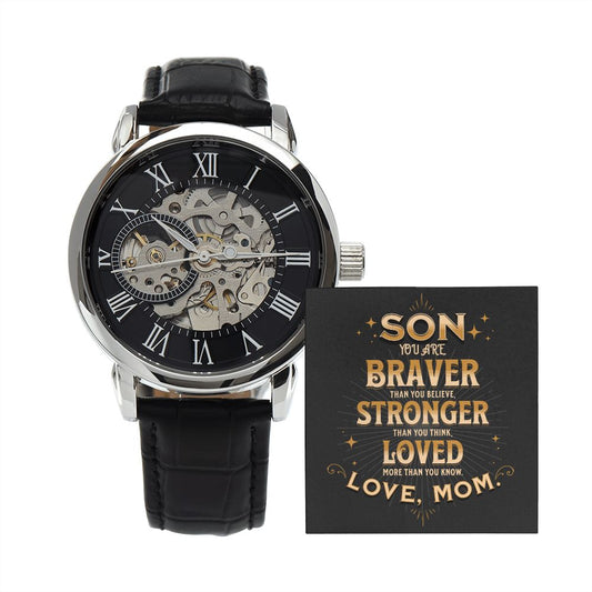 You Are Braver Stronger Openwork Watch Gift For Son From Mom Default Title