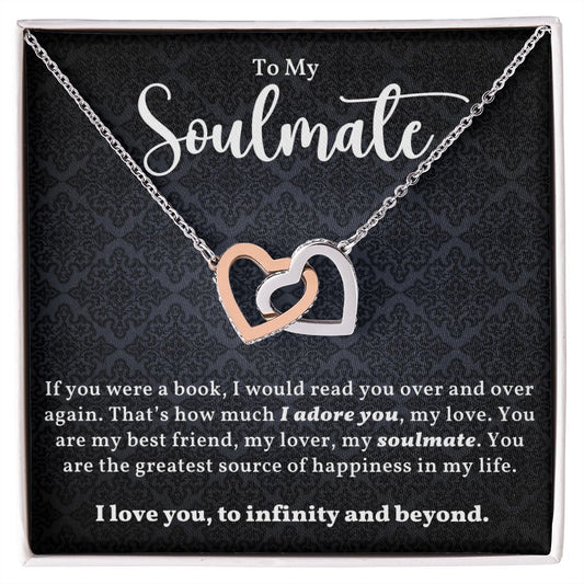 You Are My Best Friend Gift For Soulmate Interlocking Hearts Necklace Polished Stainless Steel & Rose Gold Finish Standard Box