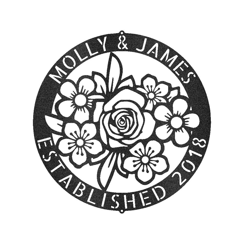 Crest Sign Personalized Gifts - Custom Metal Sign, Split Letter, Last Name, Wedding Gift