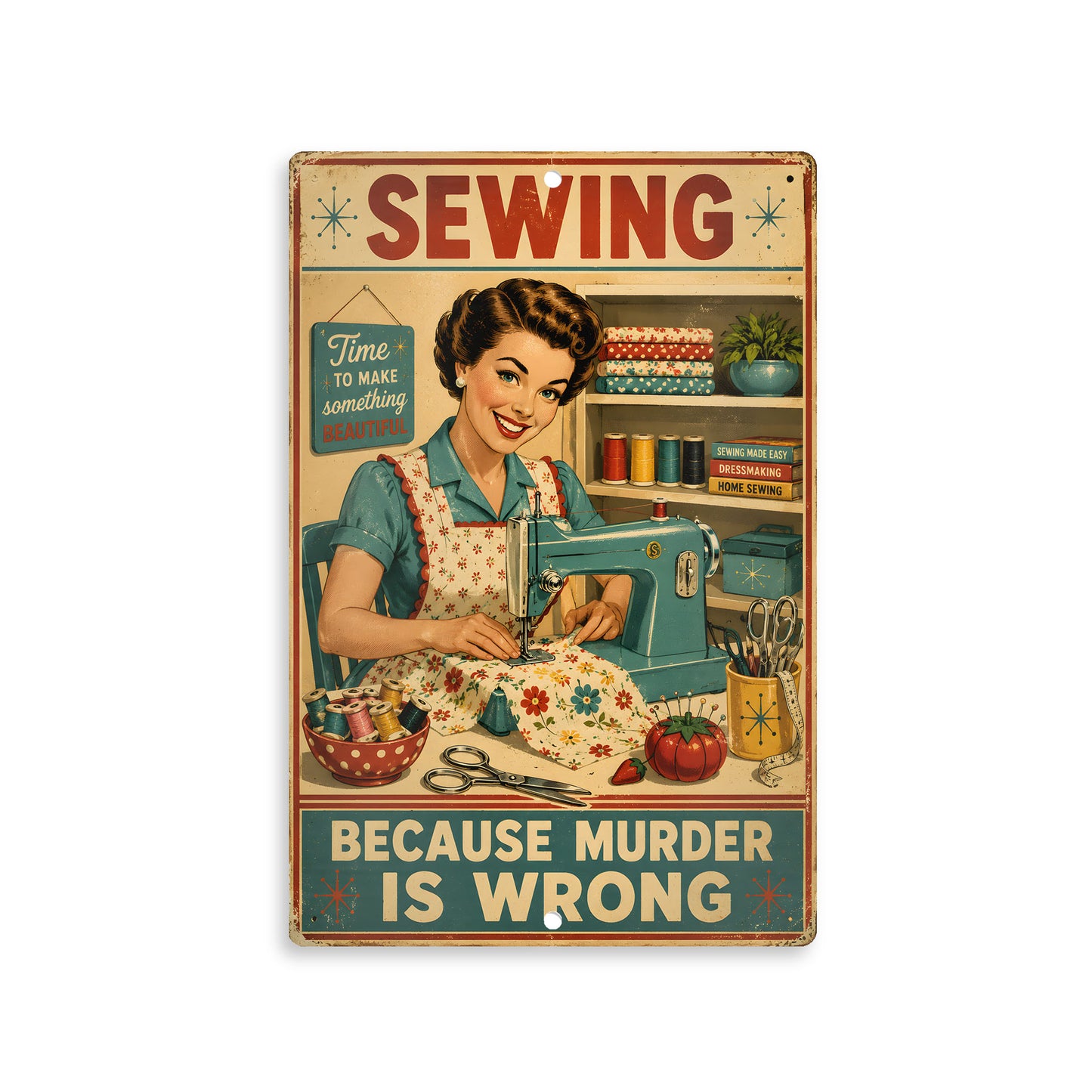 Aluminium Metal Sign - Sewing Vintage 8x12