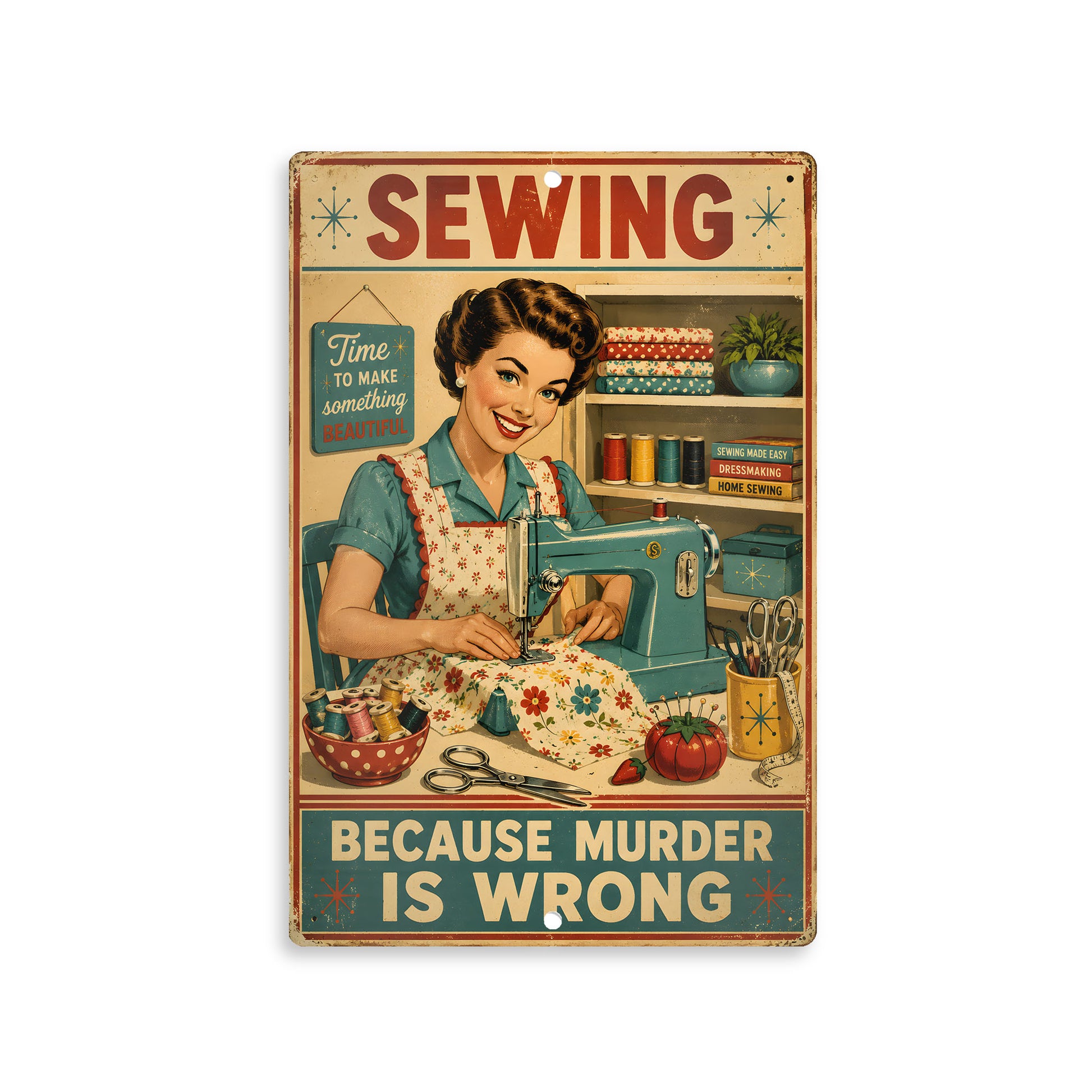 Aluminium Metal Sign - Sewing Vintage 8x12