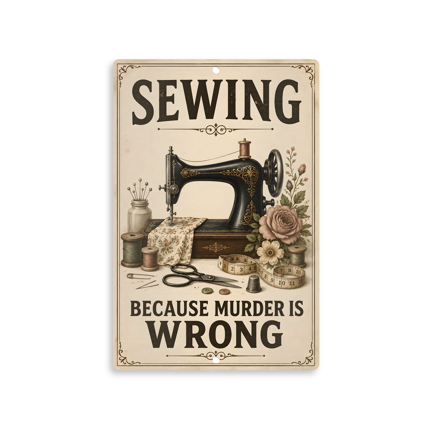 Aluminium Metal Sign - Sewing Vintage 8x12