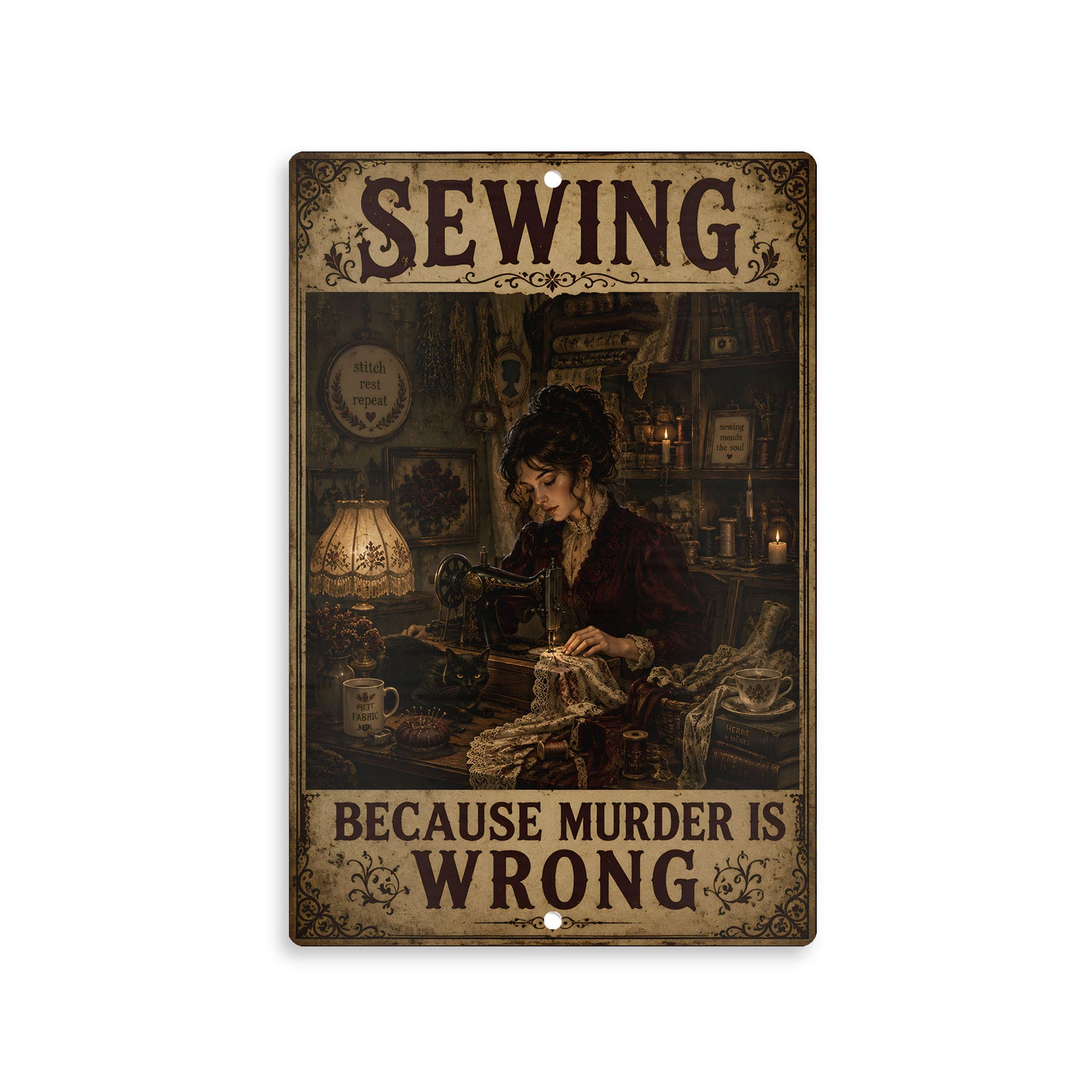 Aluminium Metal Sign - Sewing Vintage 8x12