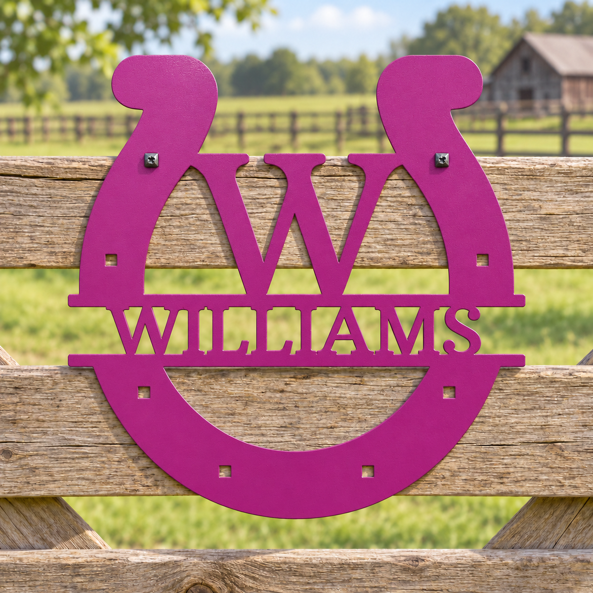Custom Metal Wall Art - Personalized Horseshoe Sign Purple