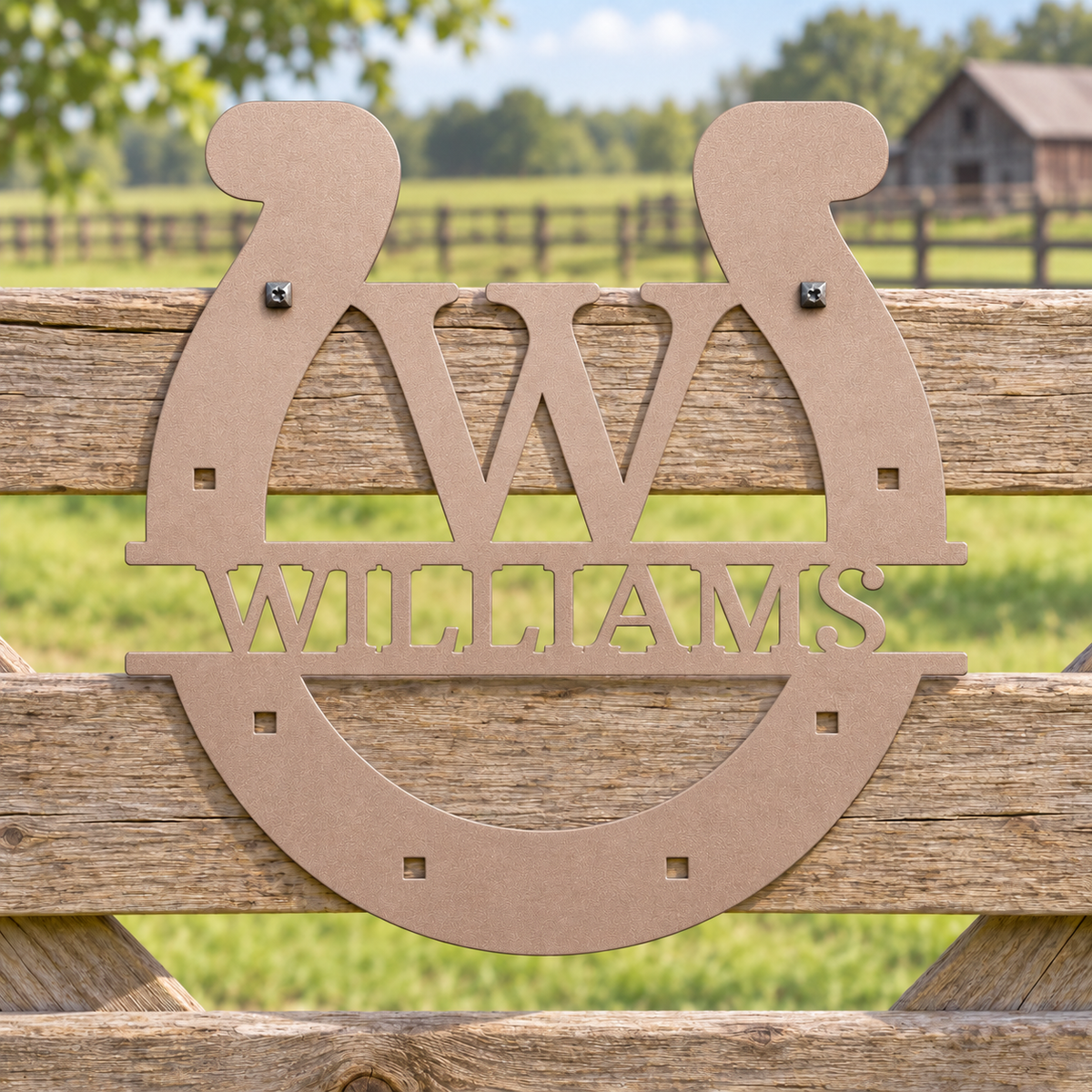 Custom Metal Wall Art - Personalized Horseshoe Sign Rose