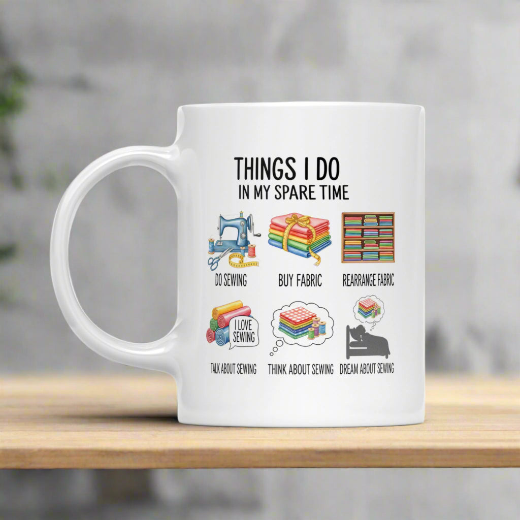 Spare Time Sewing White Mug White 11oz