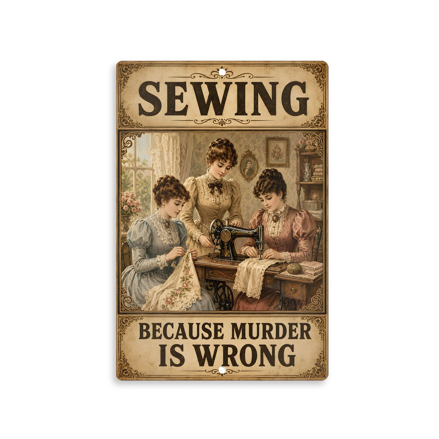 Aluminium Metal Sign - Sewing Vintage 8x12