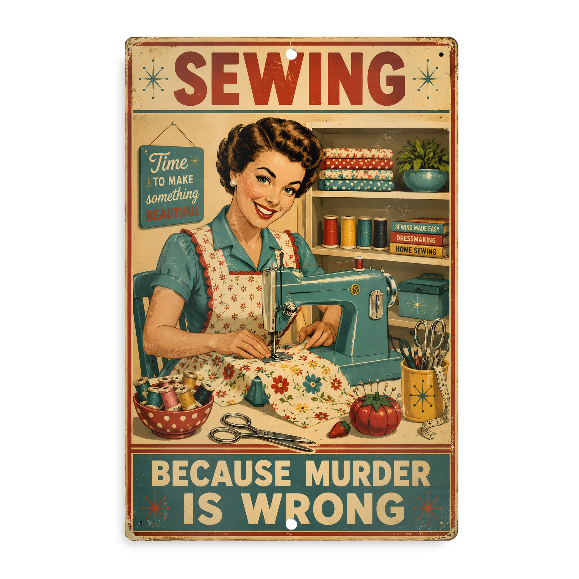 Aluminium Metal Sign - Sewing Vintage 12x18