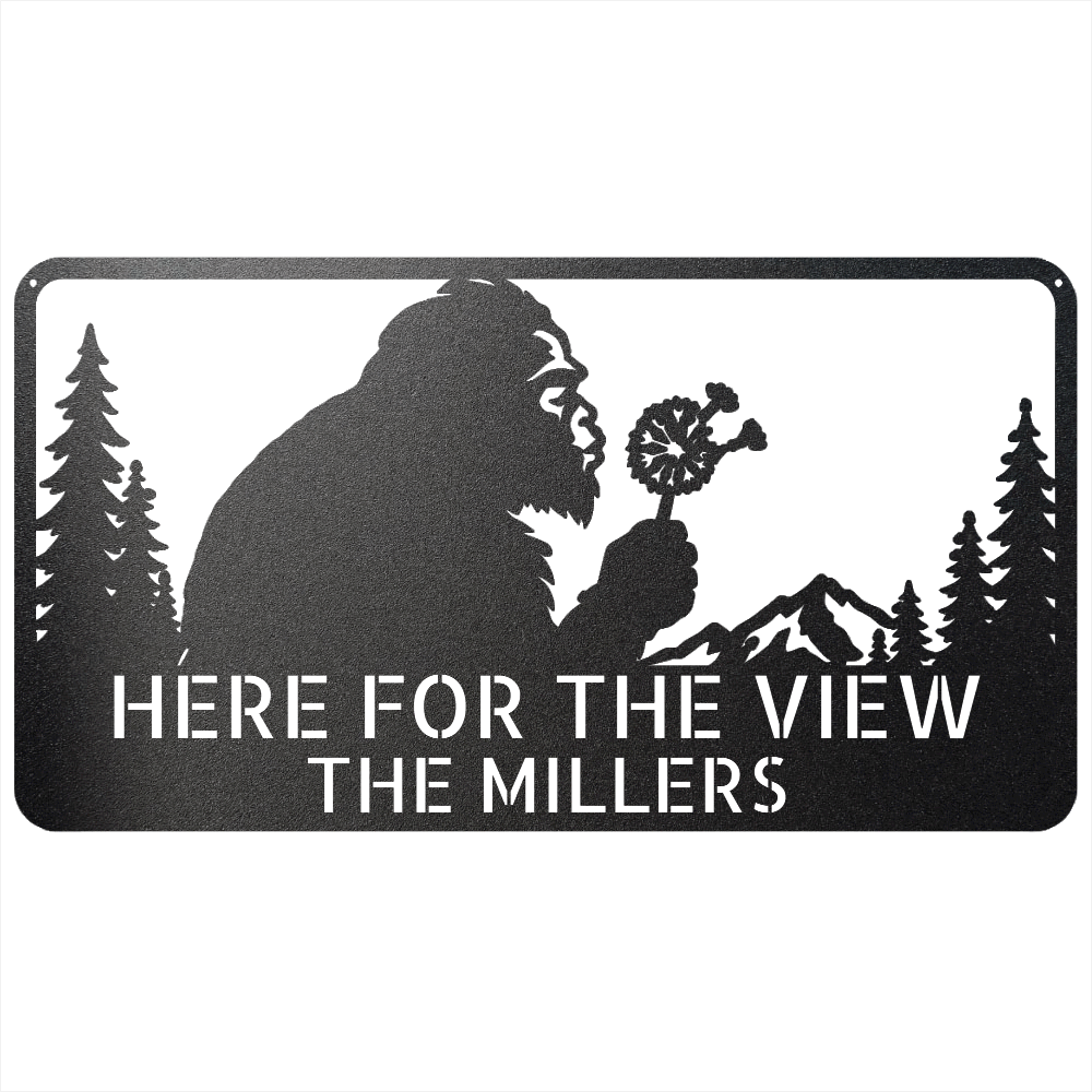 Custom Metal Wall Art - Personalized Name Enjoy View Metal Sign Black